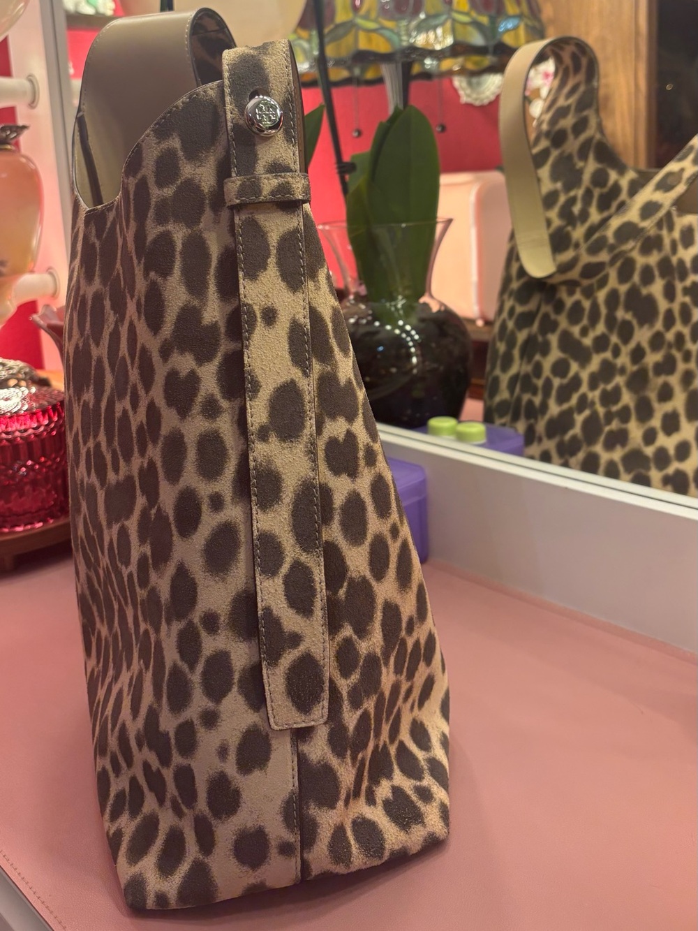 Tory Burch Romy Suede Hobo Bag in cheetah print